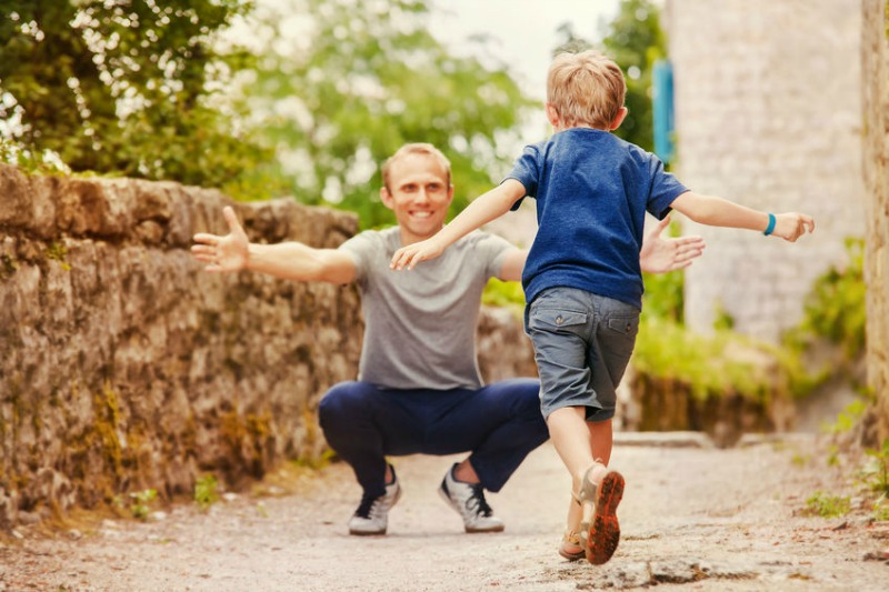 Father Welcomes Son With Open Arms As He Finishes His Race